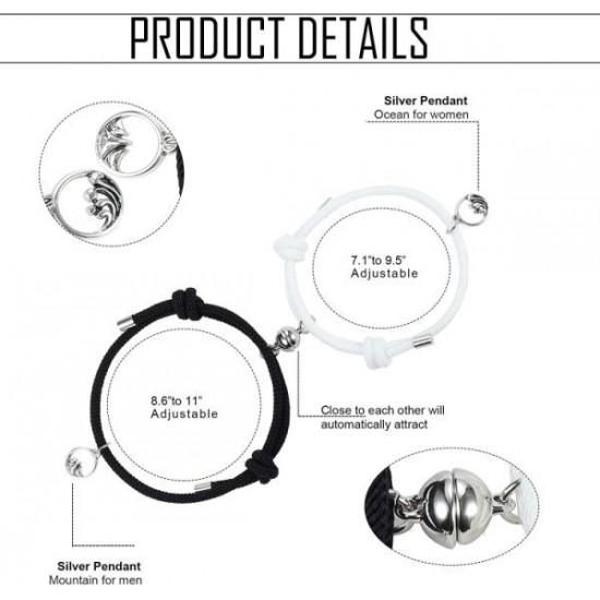 Couple Magnetic Bracelet Set Mutual Attraction Rope Braided Charm Pendants Bracelet Couple Gift Jewelry Set For Women Men Couple Magnetic Bracelet Set Mutual Attraction Rope Braided Charm Pendants Bracelet Couple Gift Jewelry Set For Women Men